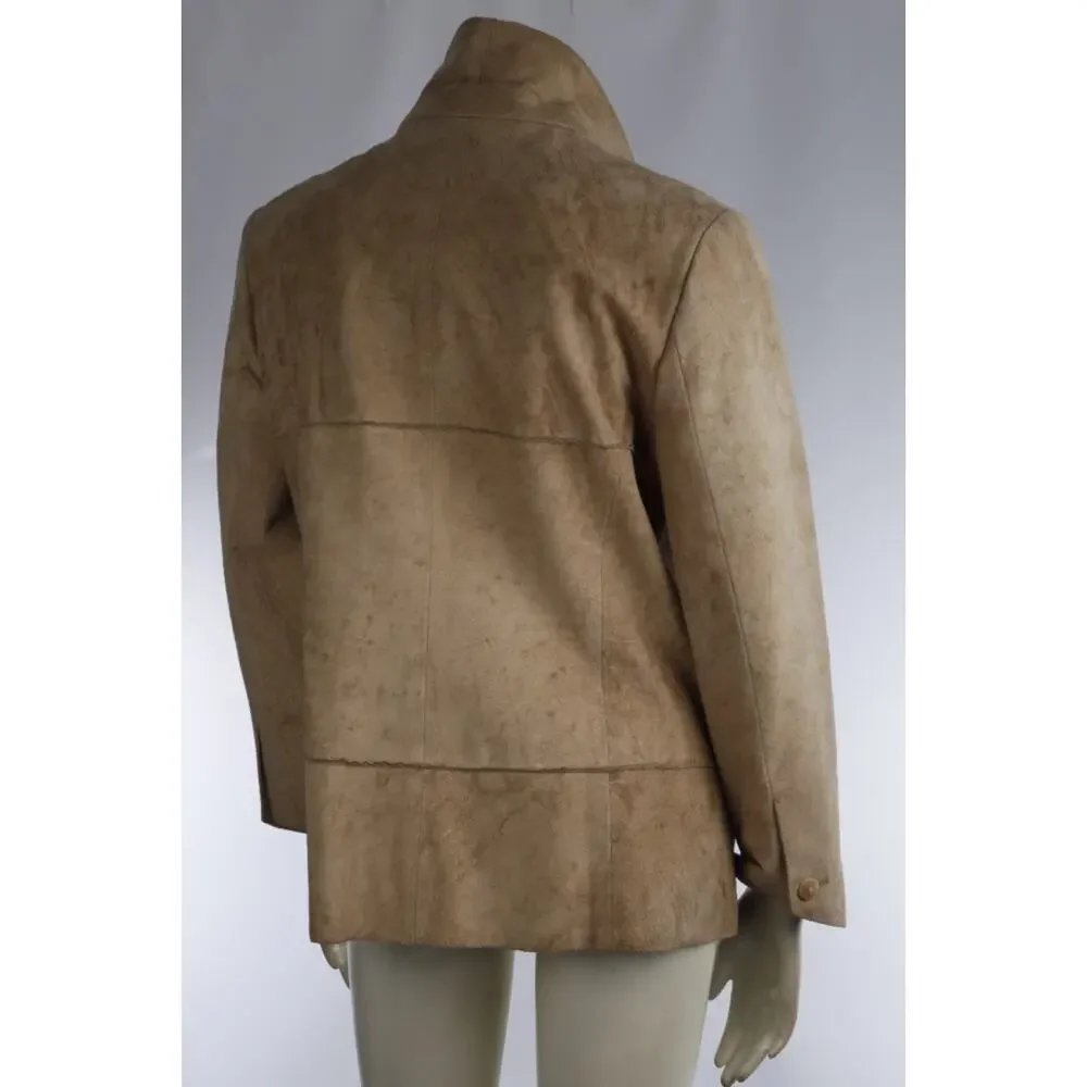 CHANEL Identification 00C Vintage Suede Leather Double Breasted Blazer Jacket 40